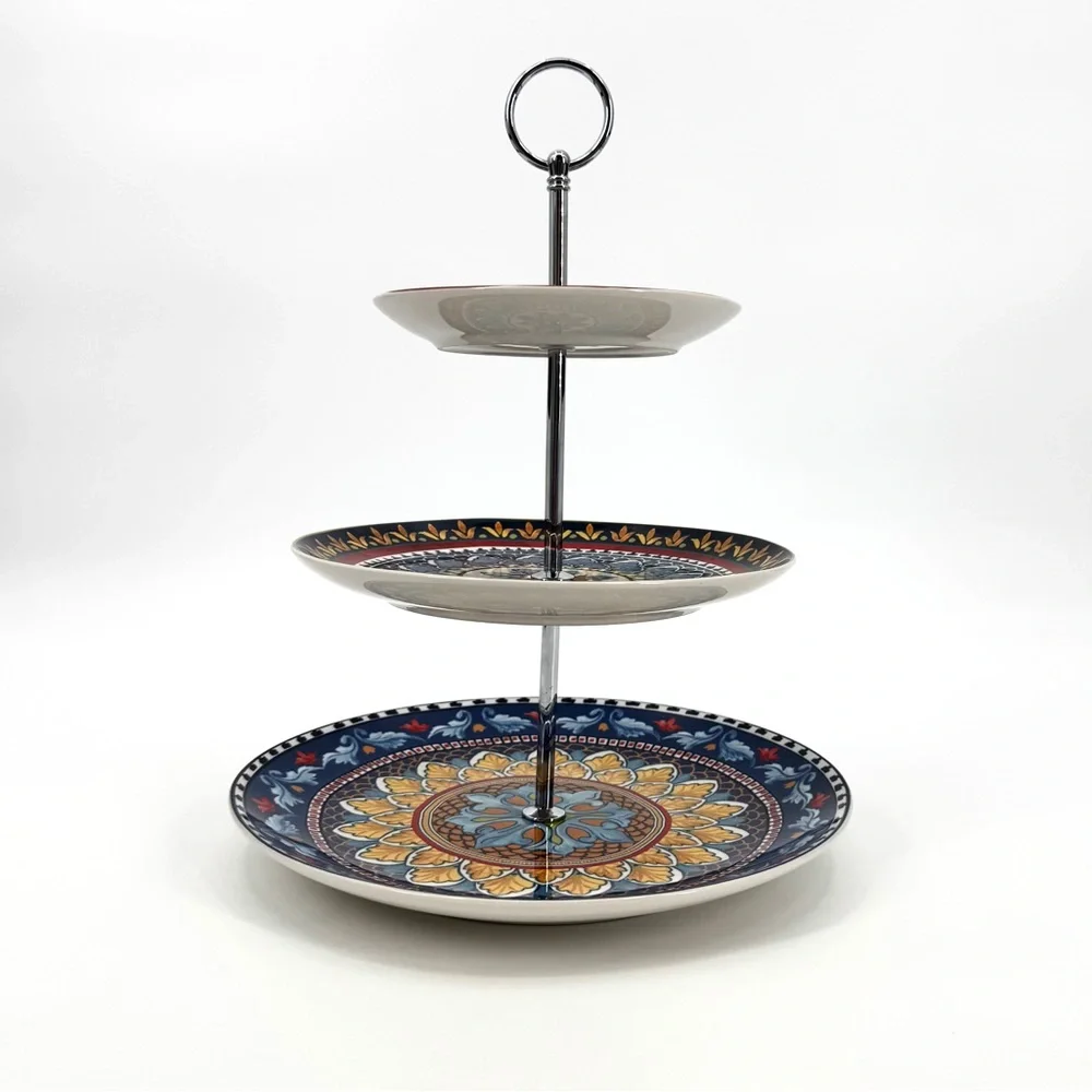 Williams Sonoma Sicily 3-Tiered Italian Majolica Tray Stand